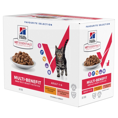 Hill's VE Multi-Benefit einekotikeste multipakk kana/lõhe, 12 x 85g